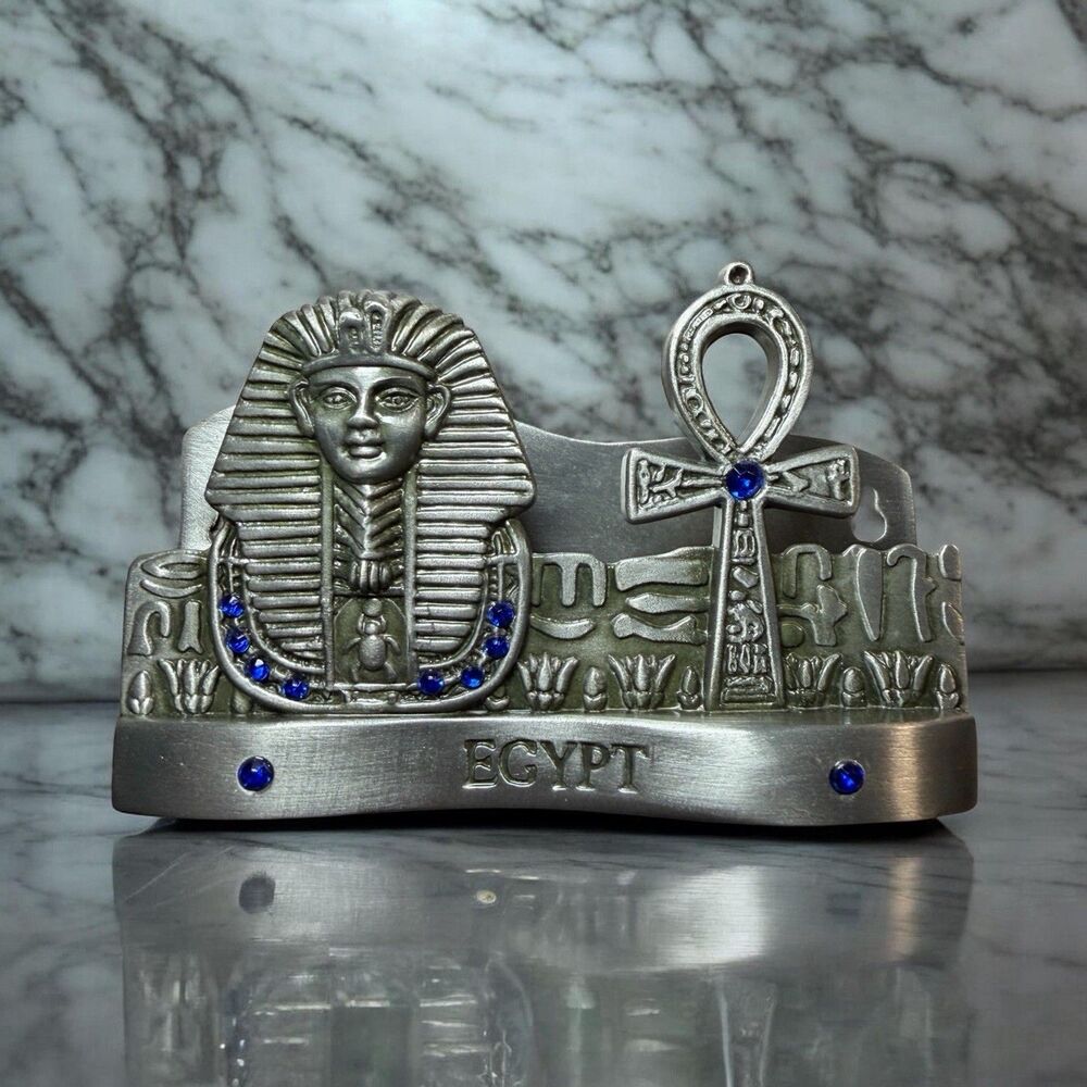 Ancient Egyptian Hieroglyphics Wall Art Business Card Holder Metal Case Silver